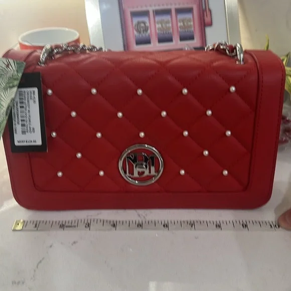 Badgley Mischka Red Quilted Shoulder Bag NWT bundle - Picture 5 of 17